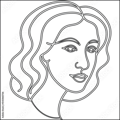 Minimalist line art drawing of a woman s face