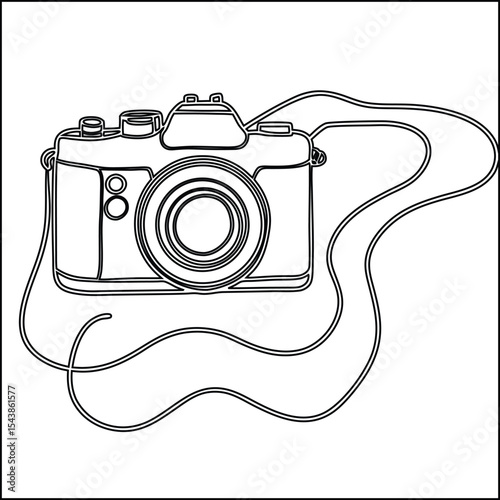 Continuous line drawing of a dslr camera