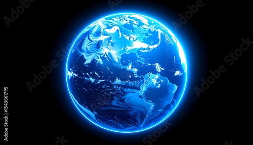 Glowing Blue Earth Globe.