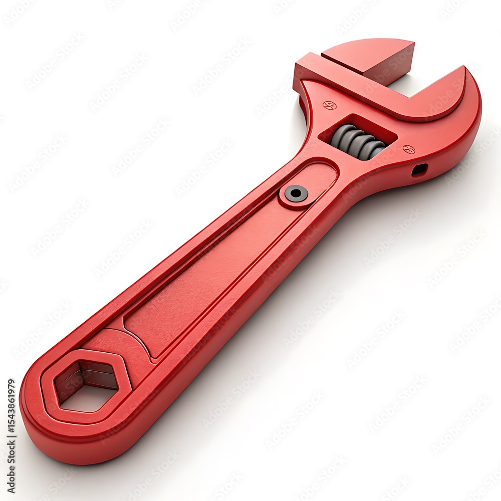 Fototapeta premium Red adjustable wrench tool isolated on white background