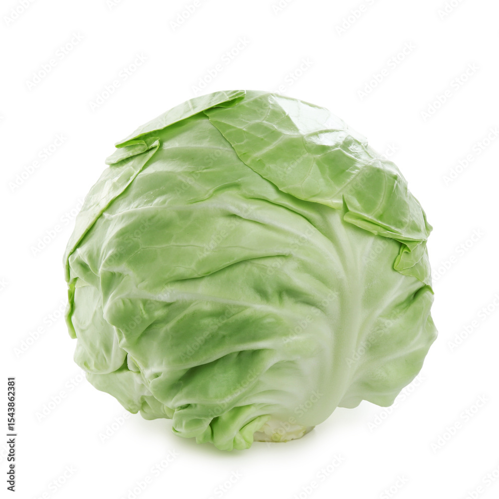 Fototapeta premium One whole fresh cabbage isolated on white