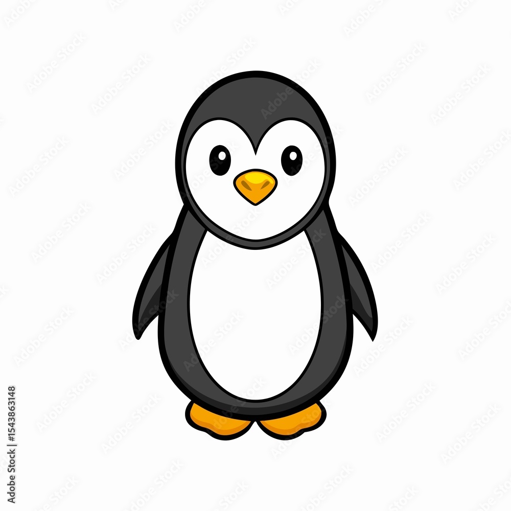 Fototapeta premium Cute cartoon penguin illustration isolated on white background