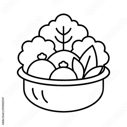 Steamed Vegetable Line Art Vector