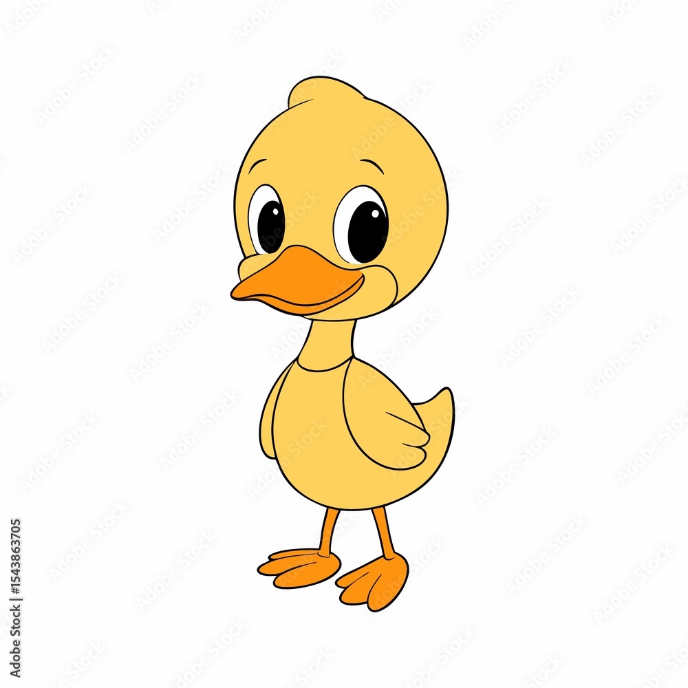 Fototapeta premium Cute cartoon duckling illustration isolated on white background