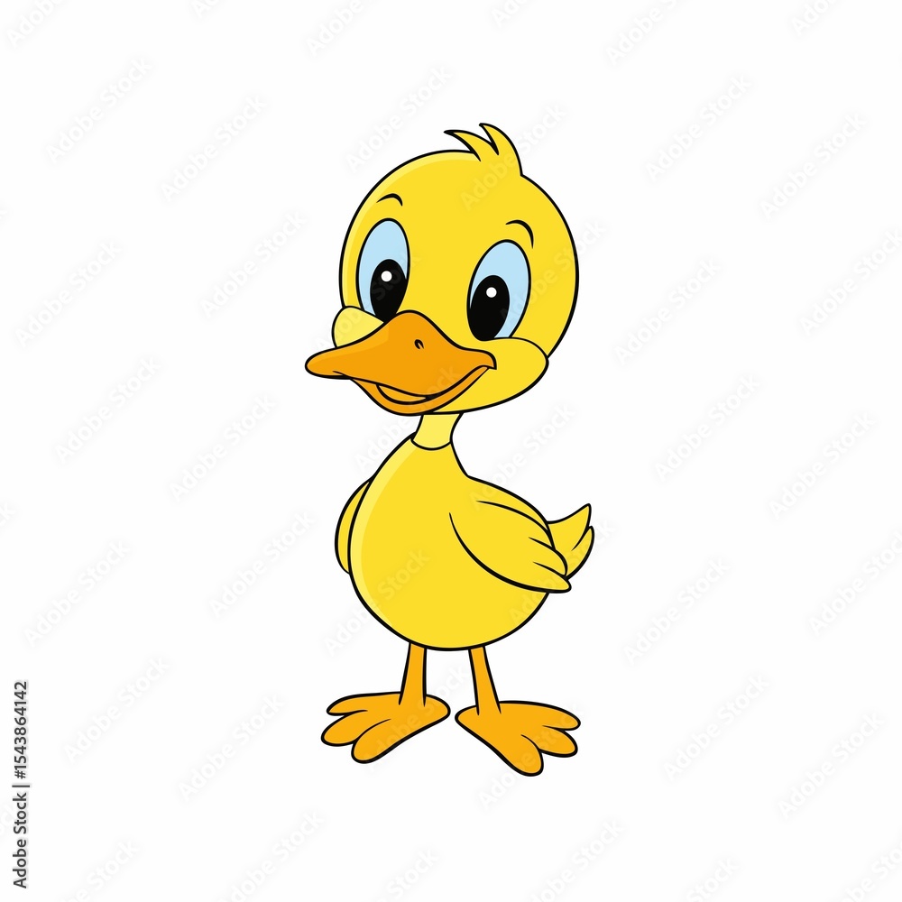 Fototapeta premium Cute yellow duckling cartoon isolated on white background