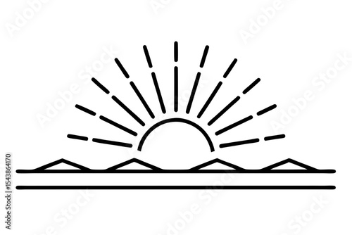 Creative Black and White Sunrise Horizon Vector for Projects