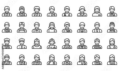 Diverse professional occupation icons set