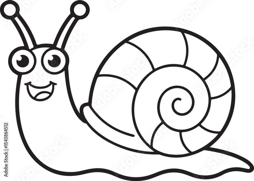 Cartoon Snail Smiling Character Cute Mollusk Slow Moving Vector Illustration