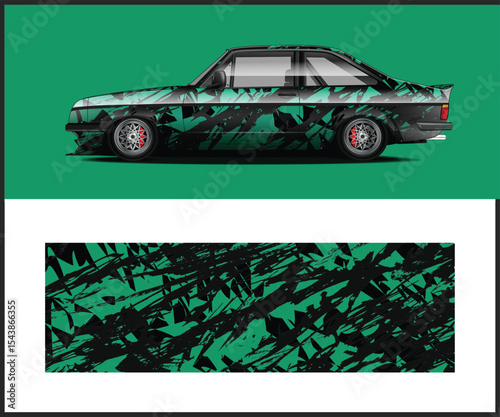 Customized Mini Cooper with Graphic Wrap and Design Template