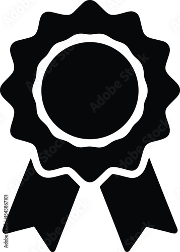 Achievement badge silhouette vector, Award ribbon silhouette, medal badge vector
