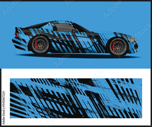 Customized Mini Cooper with Racing Stripes and a Matching Graphic Design