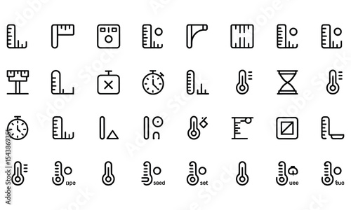 Collection of measurement and temperature icons