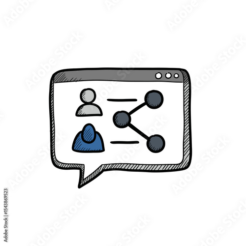 Hand-drawn Webpage Showing Social Network Connection.