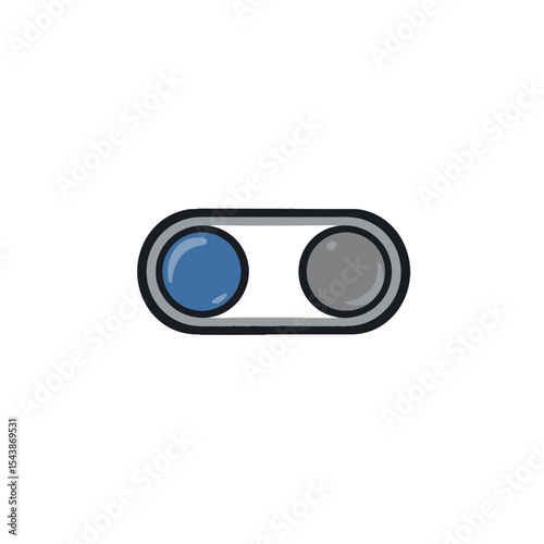 Simple Toggle Switch Icon with Blue and Gray Circles.