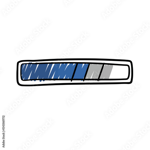 Hand-Drawn Loading Bar with Blue and Gray Progress Segments.