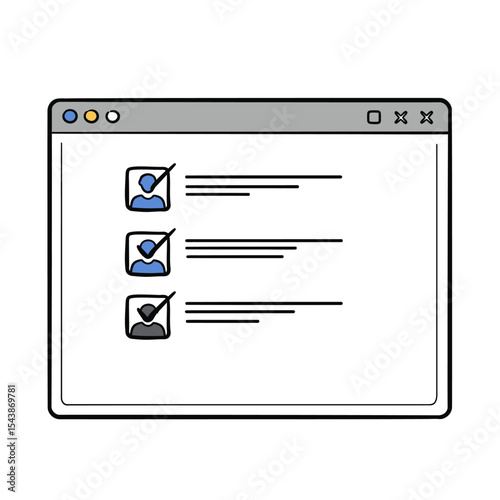 Digital Checklist Featuring User Icons and Check Marks on a Screen.