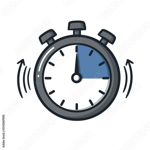 Cartoon Stopwatch Showing Time Passing Quickly.
