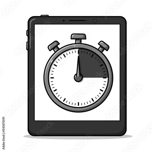 Digital Stopwatch Displayed on a Tablet Screen Time Management Concept.