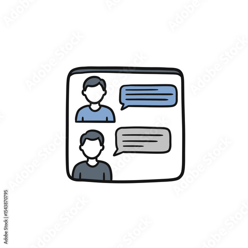 Hand-drawn Digital Chat Interface Showing Two Users Messaging.