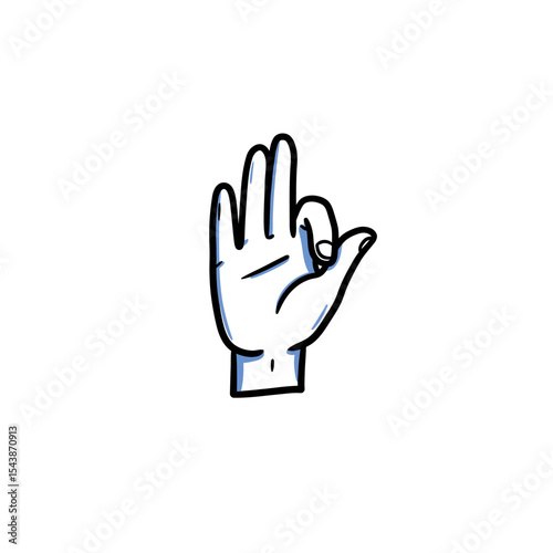 Cartoon Hand Gesture Showing a Positive Sign.