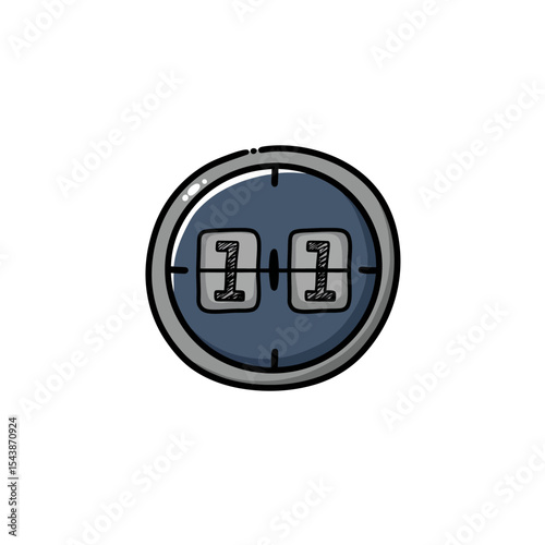 Stylized Round Counter Displaying Eleven with Sketchy Numbering and Dark Blue Background.