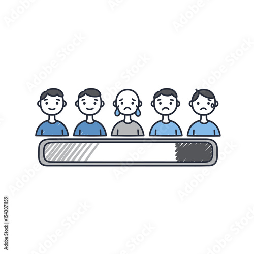 Emotional Spectrum: Progress Bar Depicting Varying Human Feelings and Stages.