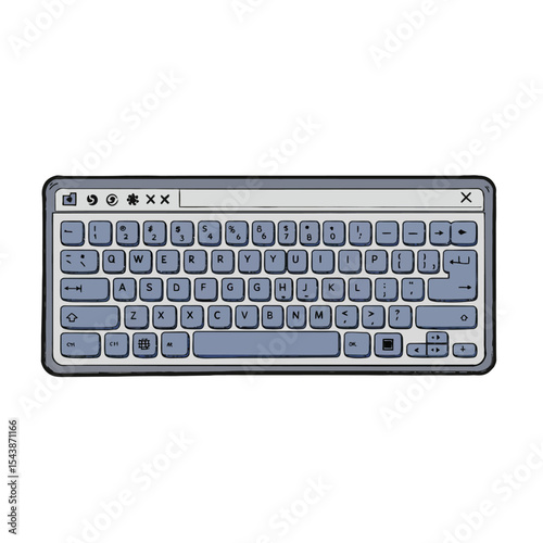 Stylized Keyboard Illustration with Gray Keys and a Window-Like Frame.
