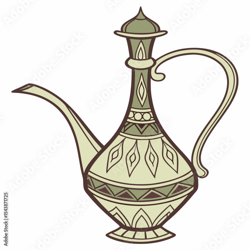Traditional Arabic Coffee Pot – Islamic Dallah Vector Illustration