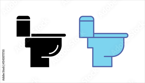 Toilet line icon set. WC outline sign. Man, woman, shower symbol. Restroom for male, female, disabled pictograms. No smoking, do not throw trash in toilet bowl. Editable stroke. Vector graphics
