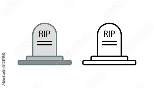 Black line Tombstone with RIP written on it icon isolated on white background. Grave icon. Set icons colorful. Vector
