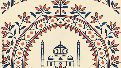 Abstract vector background with birds and iconic European architecture including domes and famous landmarks