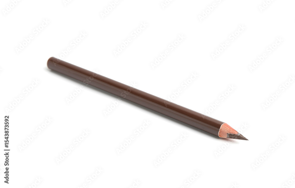 One brown eyebrow pencil isolated on white One brown eyebrow pencil isolated on white