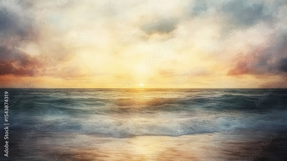 Golden sunrise over a restless ocean. Golden sunrise over a restless ocean.