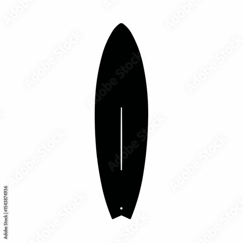 Black surfboard silhouette on white background for design use  