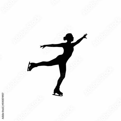 Silhouette of a figure skater performing a graceful move on ice  