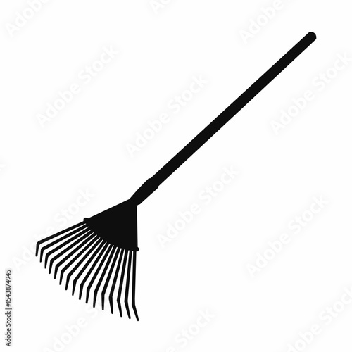 Rake with long handle for gardening and outdoor cleaning  