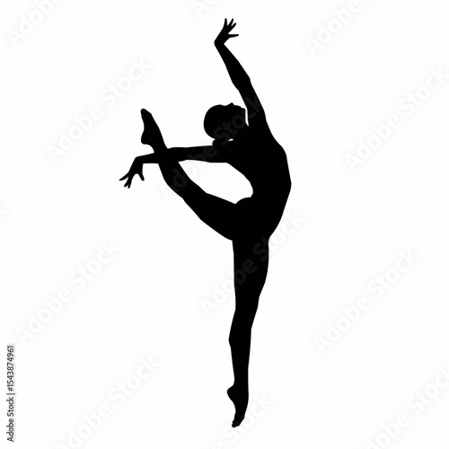 Silhouette of a ballet dancer performing a graceful leap  