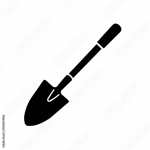 Garden trowel tool for planting and digging in black silhouette  