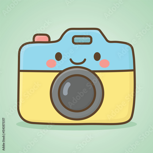 Cute Cartoon Camera with Smiling Face
