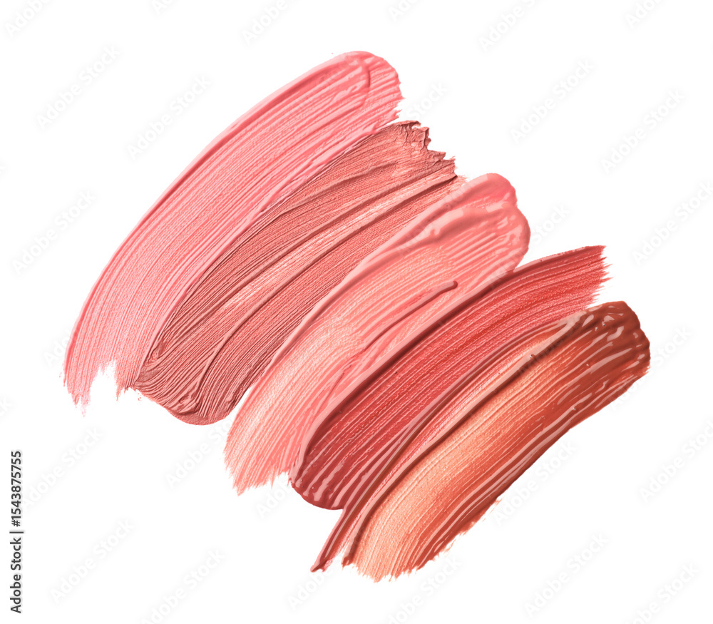 Fototapeta premium Colorful lip glosses isolated on white, top view