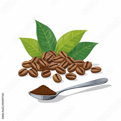 coffee beans and a spoon of roasted arabica