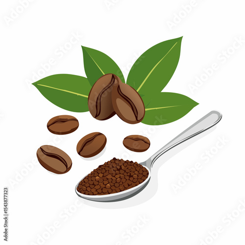 coffee beans and a spoon of roasted arabica