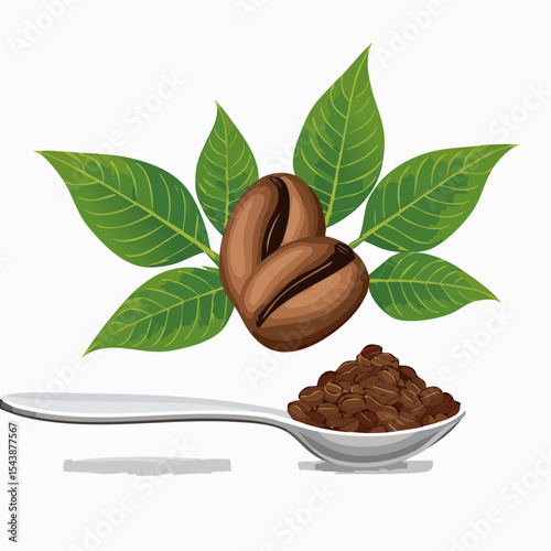 coffee beans and a spoon of roasted arabica