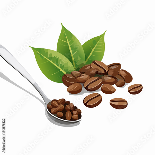 coffee beans and a spoon of roasted arabica