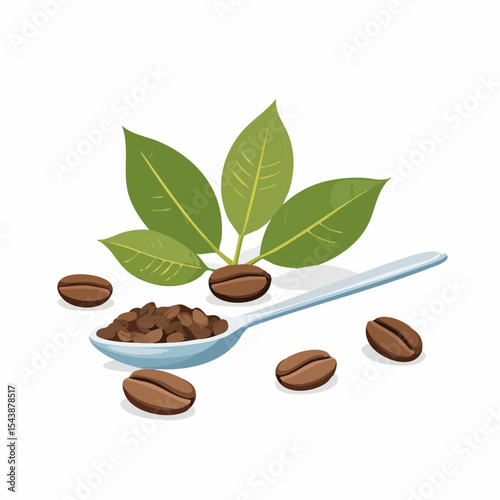 coffee beans and a spoon of roasted arabica