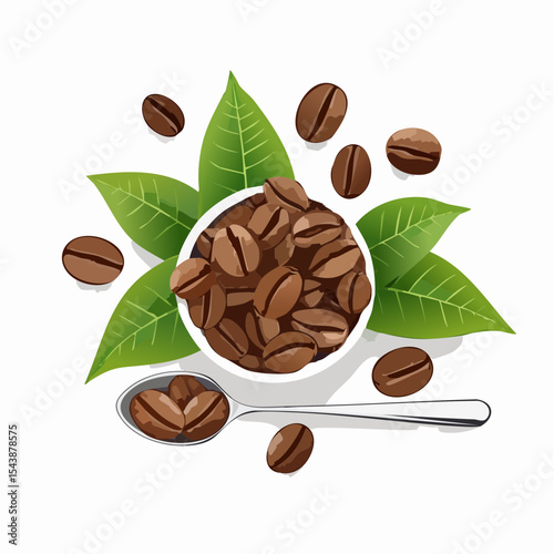 coffee beans and a spoon of roasted arabica