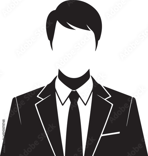 Male business figure silhouette in suit and tie symbolizing professional identity, corporate style, and formal executive branding