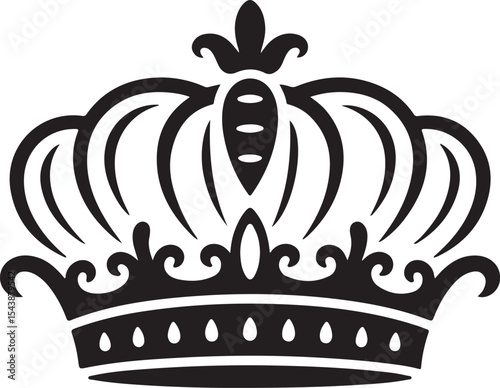 Royal crown silhouette in elegant ornamental design perfect for luxury, monarchy, noble status, and vintage regal iconography