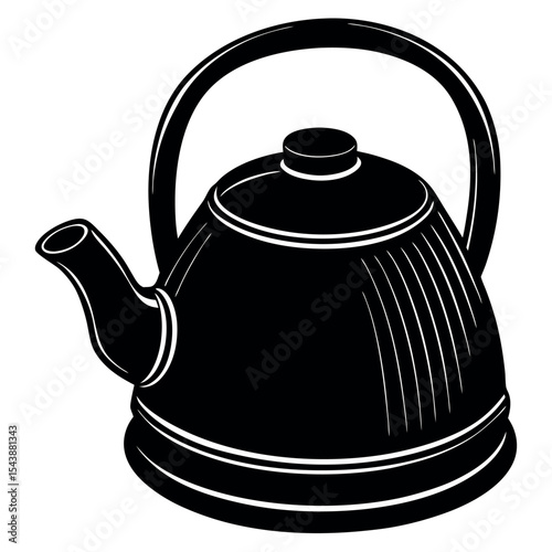 Black kettle silhouette isolated on white background