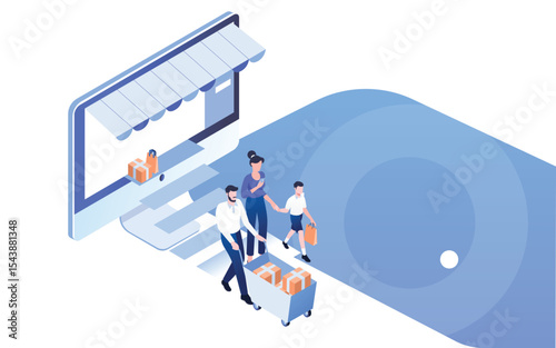 Online Store for the Whole Family Illustration – E-commerce Shopping for All Ages